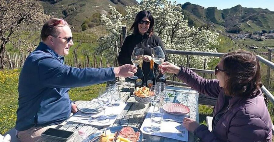 Prosecco Wine Tour. Full Day - 2 Wineries. From Venice - Stop 1 in Valdobbiadene: first tastings with a family-winery welcome