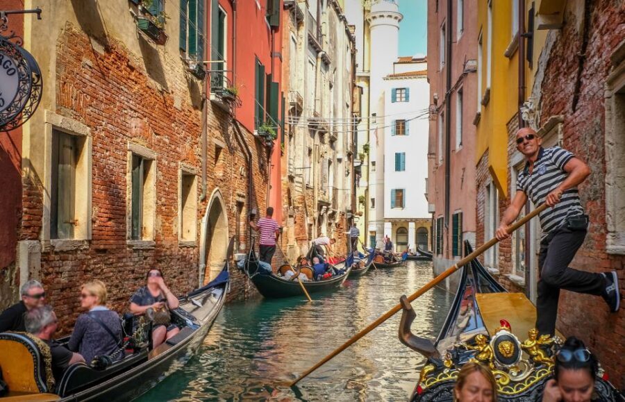 Venice: Shared Gondola Ride through the Lagoon City - San Moisè Church and the Narrow-Canal Feel